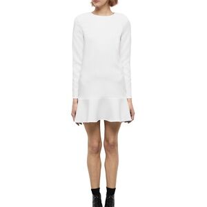 The Kooples Sz 3 large White open back mini dress long sleeve pendulum hem new